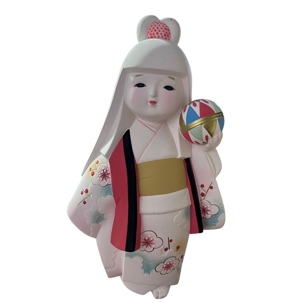 Japanese Hakata Clay Doll traditional unglazed clay Fukuoka Japan Vintage